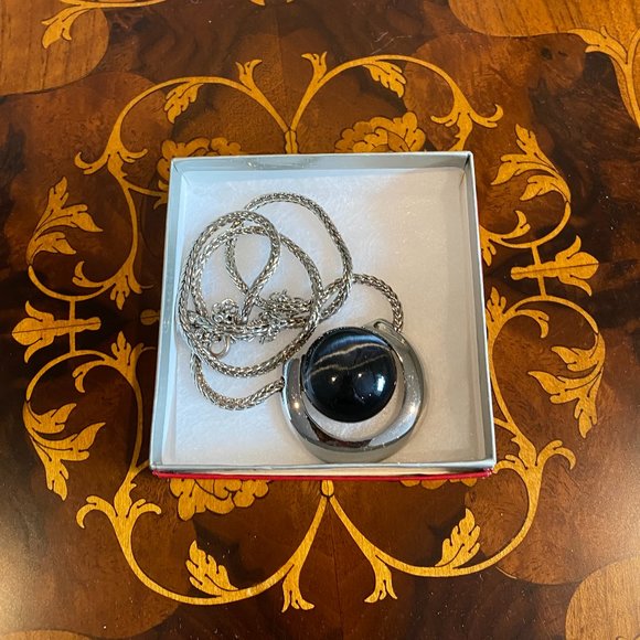 Black and Silver Pendant with Rope Chain - Picture 4 of 9